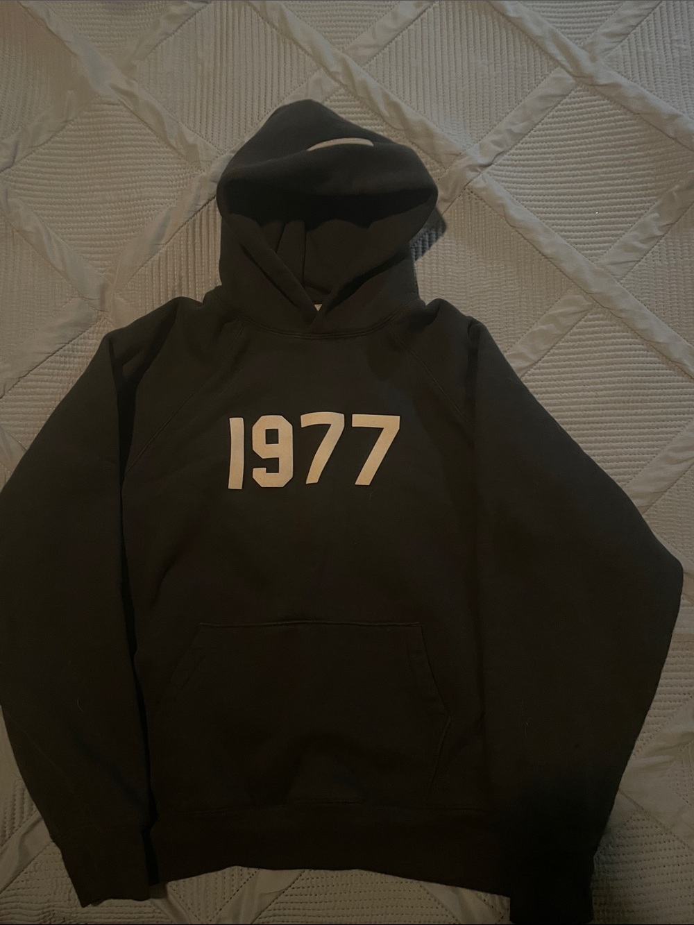 Essentials Fear of God 1977 iron ore black hoodie sweatshirt small excellent